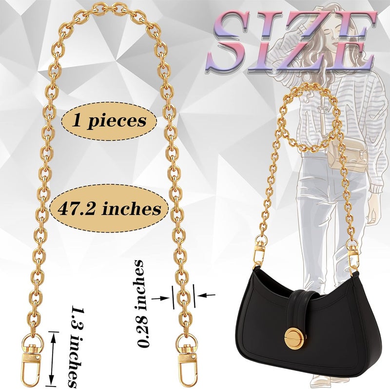 Chewarelly 1 Pcs Purse Chain Strap Cross Body Chain Strap Replacement Chain for Handbag Shoulder Bag Purse(47.2 Inches/120cm-O Chain 0.28 Inch, Gold) 47.2 Inches-O chain 0.28 Inch - Image 2